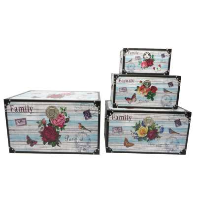 House containers canvas wooden storage trunk box