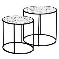 2020 Promotion Free Sample Fashion Round Nesting Wooden coffee table Set 2